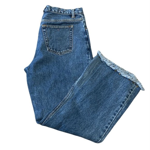 Vintage High Rise Studded Denim Jeans with Studded Raw Hem 35” X 29.5” - Picture 4 of 8